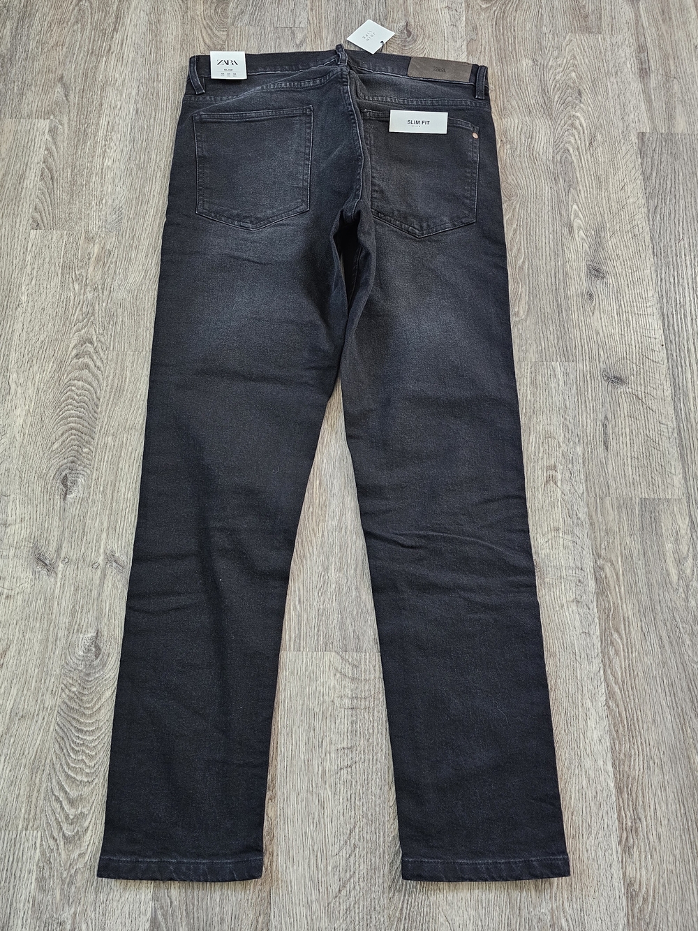 NWT Zara Man Slim Fit Jeans Black Faded Wash Denim Size 34